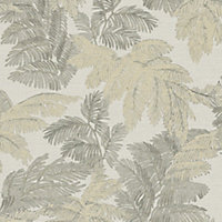 Galerie Italian Style Silver Palm Leaf Design Wallpaper Roll