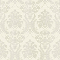 Galerie Italian Style White Classic Floral Damask Wallpaper Roll