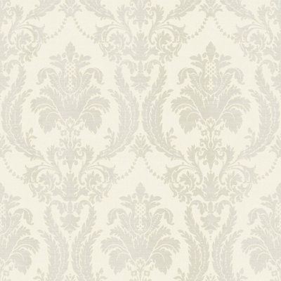 Galerie Italian Style White Classic Floral Damask Wallpaper Roll