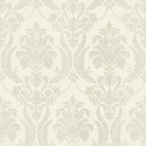 Galerie Italian Style White Classic Floral Damask Wallpaper Roll