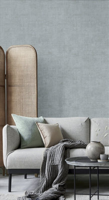 Galerie Italian Style White Distressed Weave Texture Effect Wallpaper Roll