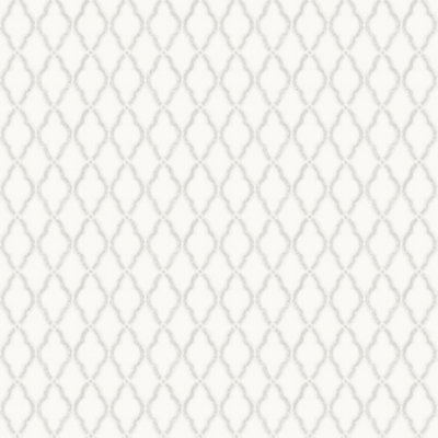 Galerie Italian Style White Geometric Trellis Wallpaper Roll