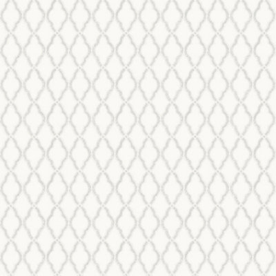 Galerie Italian Style White Geometric Trellis Wallpaper Roll