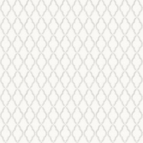 Galerie Italian Style White Geometric Trellis Wallpaper Roll