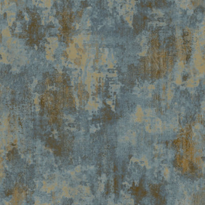 Galerie Italian Textures 2 Blue Gold Rustic Texture Textured Wallpaper