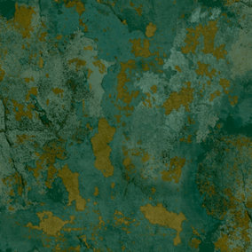 Galerie Italian Textures 2 Dark Green Gold Distressed Texture Textured Wallpaper