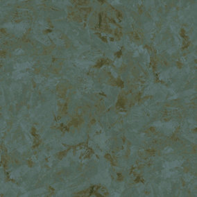 Galerie Italian Textures 3 Green Unito Argenta Metallic Plaster Effect 10.05m x 106cm Double Width Wallpaper Roll