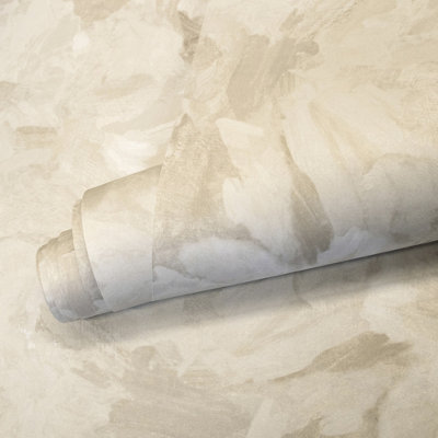 Galerie Julie Feels Home Beige Abstract Shimmery Plain Paeonia Wallpaper Roll