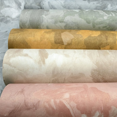 Galerie Julie Feels Home Beige Abstract Shimmery Plain Paeonia Wallpaper Roll