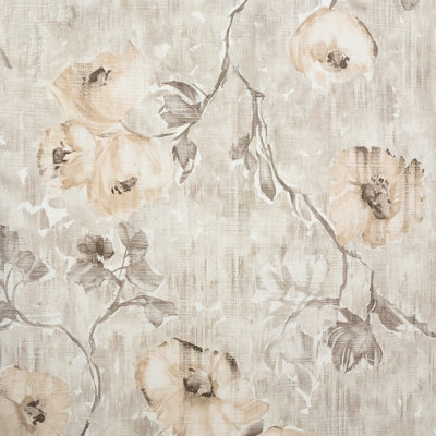 Galerie Julie Feels Home Beige Large Petunia Shimmery Flowers Wallpaper Roll