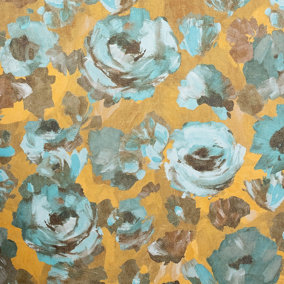 Galerie Julie Feels Home Blue/Gold Large Paeonia Shimmery Flowers Wallpaper Roll