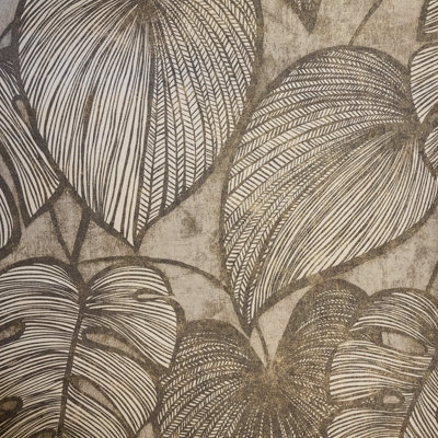 Galerie Julie Feels Home Bronze Large Shimmery Monstera Leaf A4 Wallpaper Sample