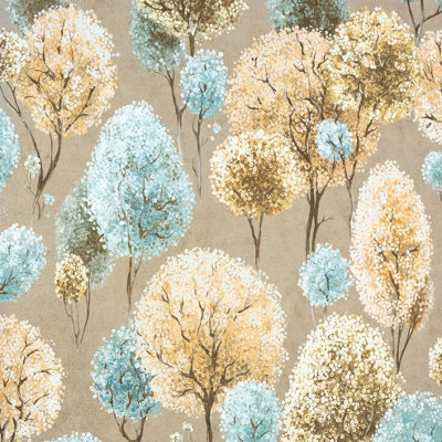 Galerie Julie Feels Home Light Blue/ Cream Large Tilia Shimmery Trees Wallpaper Roll