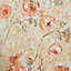 Galerie Julie Feels Home Orange Large Petunia Shimmery Flowers Wallpaper Roll