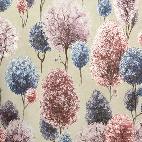 Galerie Julie Feels Home Pink/Blue Large Tilia Shimmery Trees Wallpaper Roll