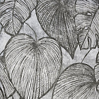 Galerie Julie Feels Home Silver Large Shimmery Monstera Leaf Wallpaper Roll