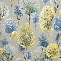 Galerie Julie Feels Home Yellow/Blue Large Tilia Shimmery Trees Wallpaper Roll