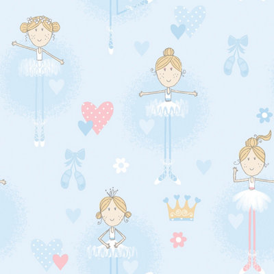 Galerie Just 4 Kids 2 Blue Ballerinas Smooth Wallpaper