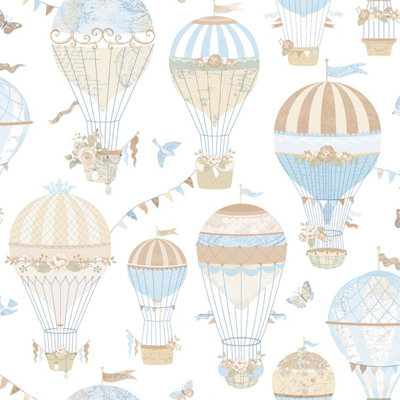 Galerie Just 4 Kids 2 Blue Beige Balloon Journey Smooth Wallpaper