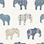 Galerie Just 4 Kids 2 Blue Beige Elephant Motif Smooth Wallpaper