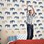 Galerie Just 4 Kids 2 Blue Beige Elephant Motif Smooth Wallpaper