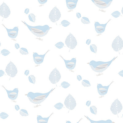 Galerie Just 4 Kids 2 Blue Pretty Birds Smooth Wallpaper