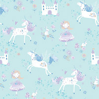 Galerie Just 4 Kids 2 Blue White Purple Unicorns & Princesses Smooth Wallpaper