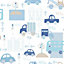 Galerie Just 4 Kids 2 Blue White Traffic Smooth Wallpaper