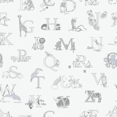 Galerie Just 4 Kids 2 Grey Alphabet Smooth Wallpaper