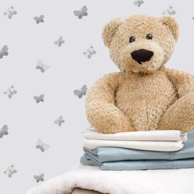 Galerie Just 4 Kids 2 Grey Butterflies Smooth Wallpaper