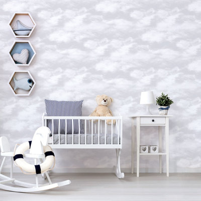 Galerie Just 4 Kids 2 Grey Clouds Smooth Wallpaper