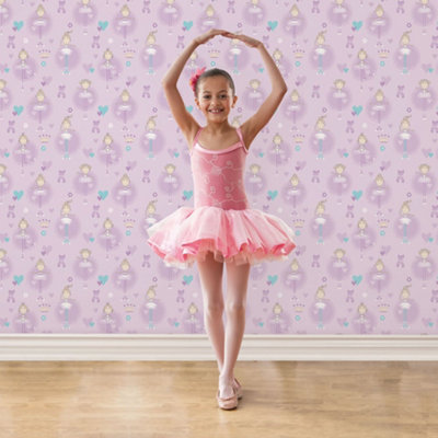 Galerie Just 4 Kids 2 Lilac Blue Ballerinas Smooth Wallpaper