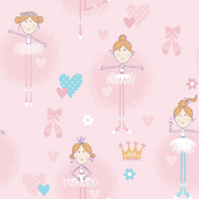 Galerie Just 4 Kids 2 Pink Ballerinas Smooth Wallpaper