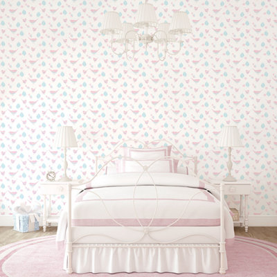 Galerie Just 4 Kids 2 Pink White Blue Pretty Birds Smooth Wallpaper