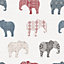 Galerie Just 4 Kids 2 Red Blue White Elephant Motif Smooth Wallpaper