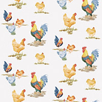 Galerie Just Kitchens Beige Free Range Chickens Wallpaper Roll