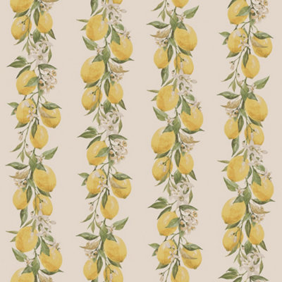 Galerie Just Kitchens Beige Lemon Stripe Wallpaper Roll