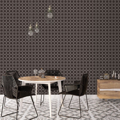 Galerie Just Kitchens Black Bee Hive Wallpaper Roll