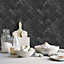 Galerie Just Kitchens Black Herringbone Brick Wallpaper Roll