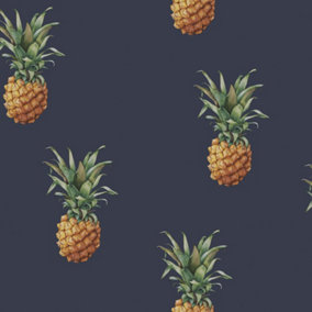 Galerie Just Kitchens Blue Pineapples Motiff Wallpaper Roll