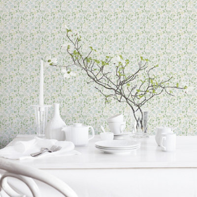 Galerie Just Kitchens Green Spring Leaf Trail Wallpaper Roll
