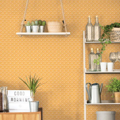 Galerie Just Kitchens Orange Scallop Wallpaper Roll