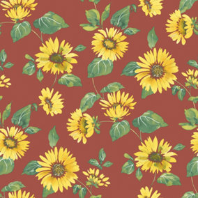 Galerie Just Kitchens Red Sunflower Trail Wallpaper Roll