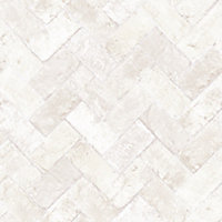 Galerie Just Kitchens White Herringbone Brick Wallpaper Roll