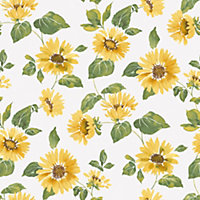 Galerie Just Kitchens White Sunflower Trail Wallpaper Roll