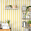 Galerie Just Kitchens Yellow Awning Stripe Wallpaper Roll