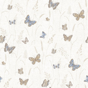 Galerie Kitchen Recipes Blue Butterflies Smooth Wallpaper
