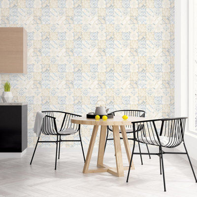 Galerie Kitchen Recipes Blue Tumbled Tile Smooth Wallpaper
