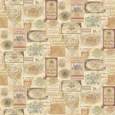 Galerie Kitchen Recipes Multi-coloured Vino Smooth Wallpaper