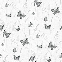 Galerie Kitchen Recipes Silver Grey Butterflies Smooth Wallpaper